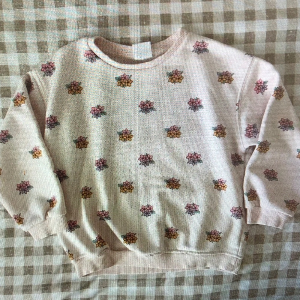 Zara Kids Floral Sweatshirt - Cream and Multicolor
